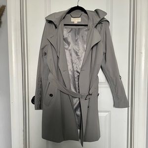 Michael Kors Gray Trench Coat with Hood